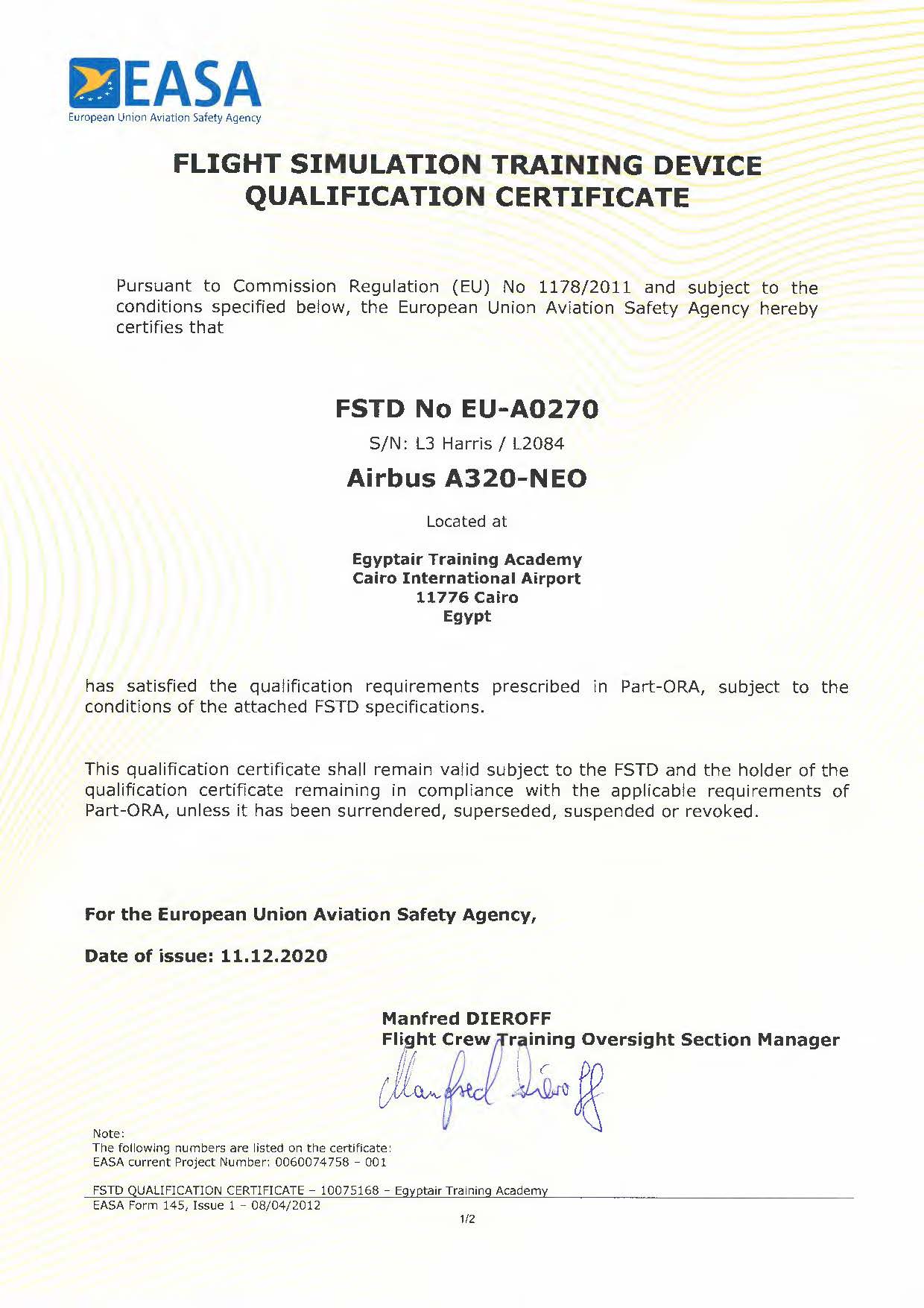  CERT-EASA-FSTD-A320-Neo-P1