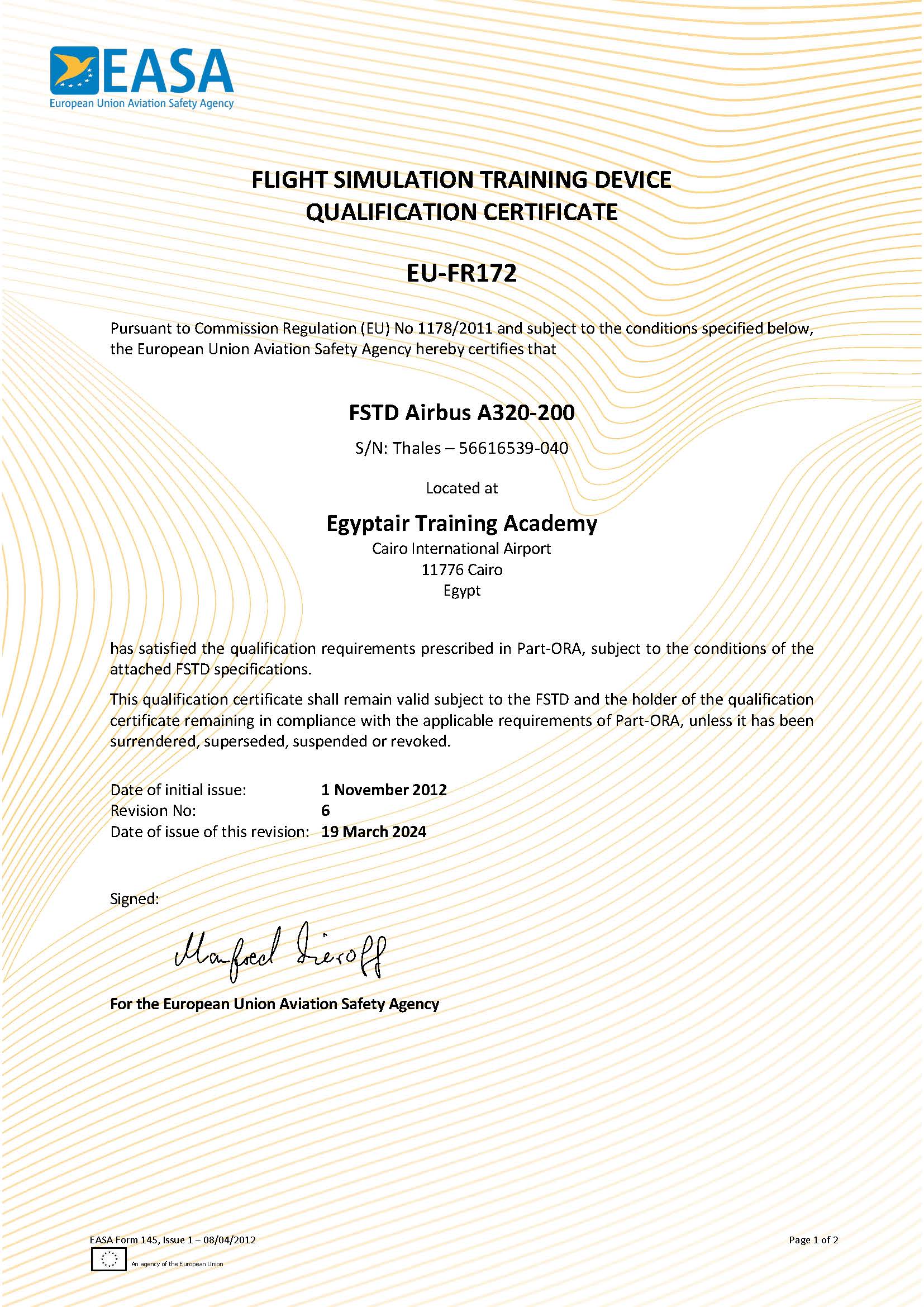  CERT-EASA-FSTD-A320-P1