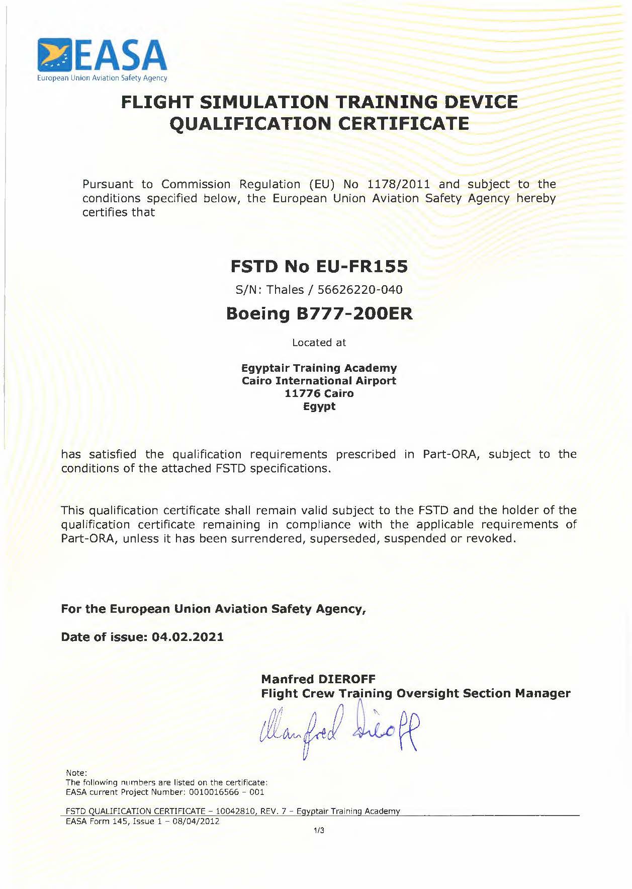 B777 FSTD EASA Certificate P1